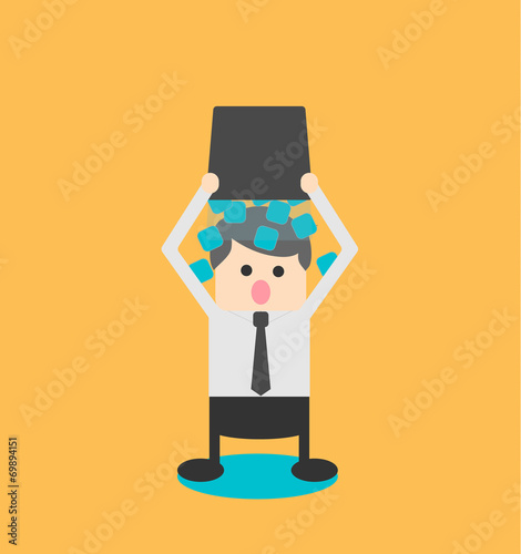 Man throwing ice water on himself, ice bucket challenge vector
