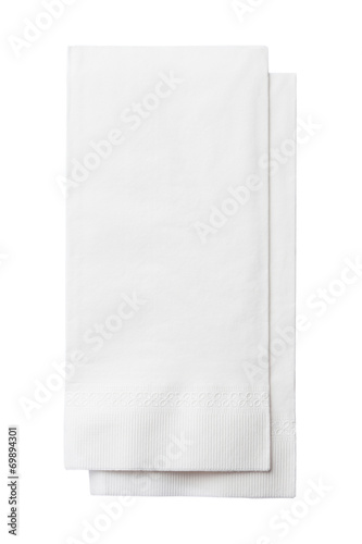 Two White Paper Napkins Isolated on White Background