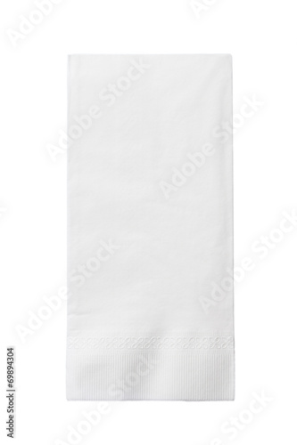 One White Paper Napkin Isolated on White Background photo