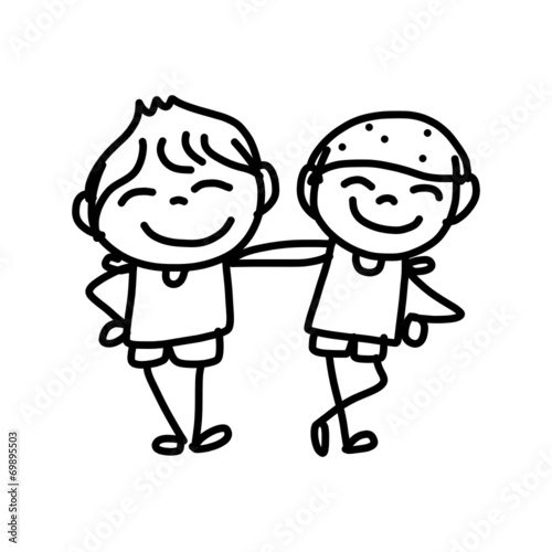 hand drawing happy kids