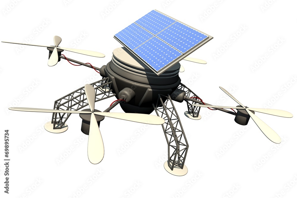 Vliegende drone met pv panelen Stock Photo | Adobe Stock