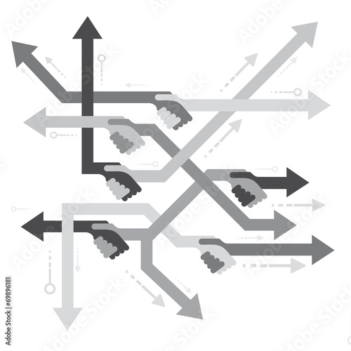 .Vector info graphic background handshake with arrows. Flat desi