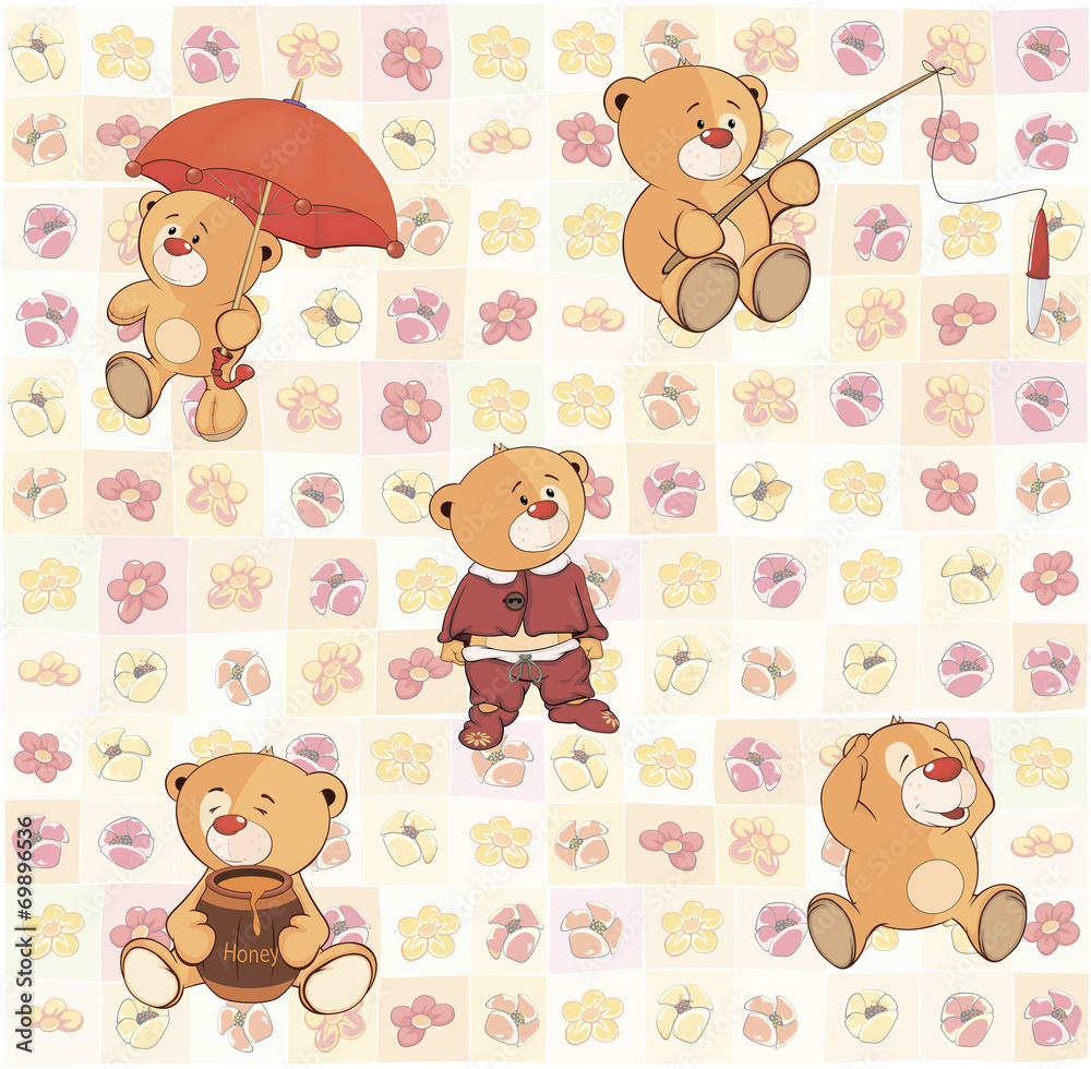 wallpaper with stuffed bear cubs Stock Vector | Adobe Stock