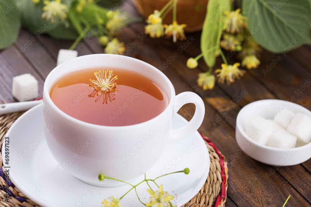 Cup of fresh tea with linden Cup of fresh tea with linden