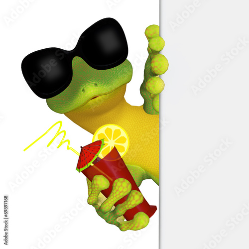 Photos Gecko with a blank board