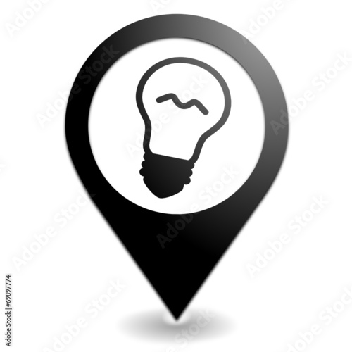 ampoule lumière sur symbole localisation noir