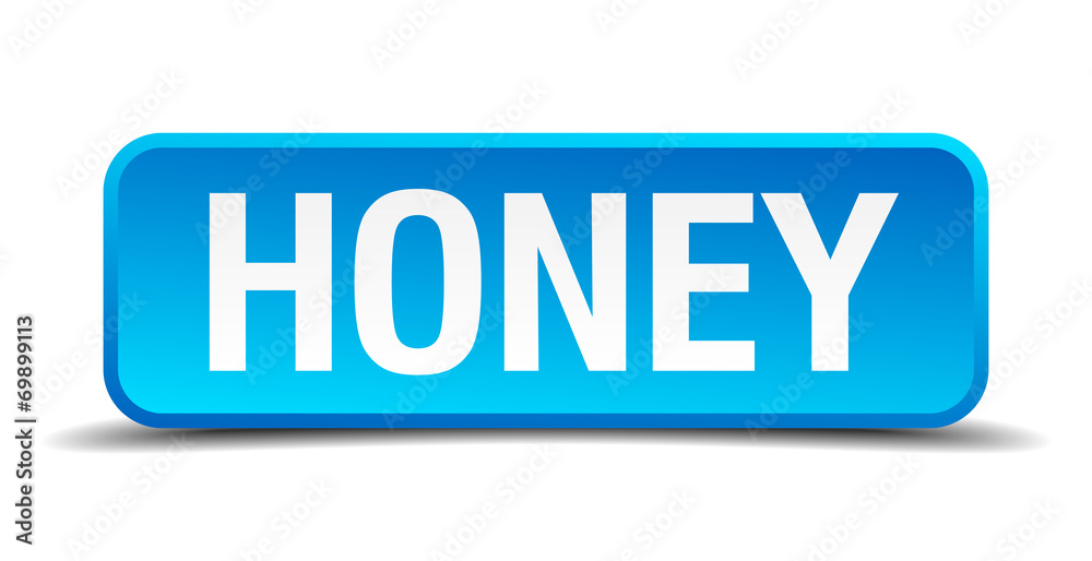 Honey blue 3d realistic square isolated button Honey blue 3d realistic square isolated button