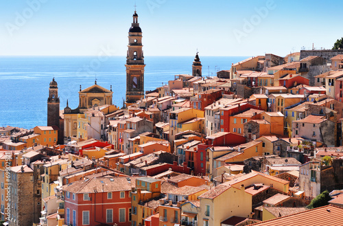 Old town architecture of Menton on French Riviera