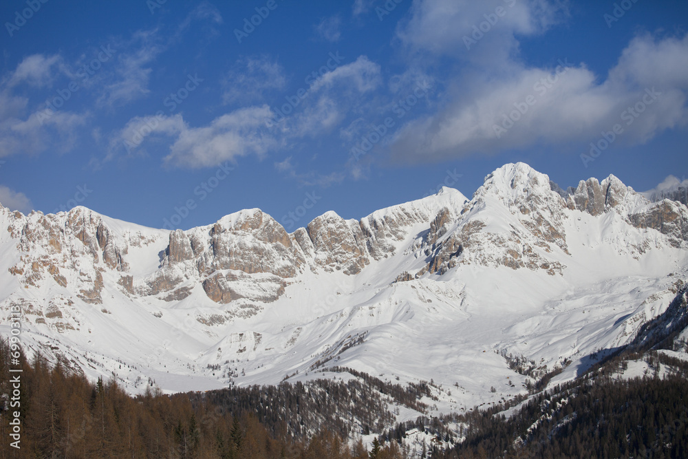 panorama of the Alpes at the Falcade in Italy