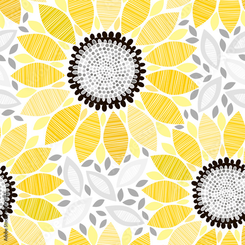Fototapeta Naklejka Na Ścianę i Meble -  Seamless pattern with sunflowers. Abstract floral background.