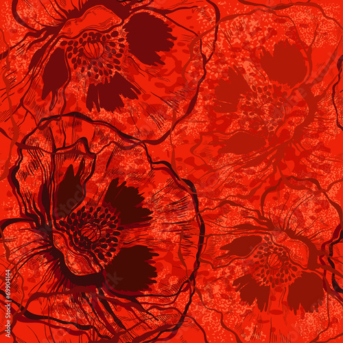 Fototapeta Naklejka Na Ścianę i Meble -  Poppy seamless pattern.