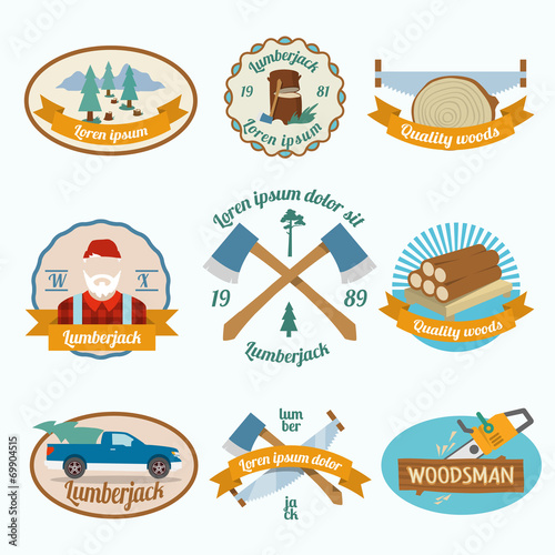 Lumberjack woodcutter label