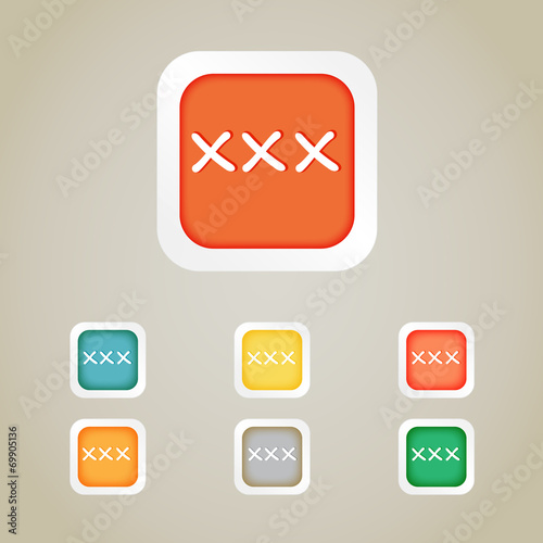 XXX sign icon.Adults only content symbol.Different color marks