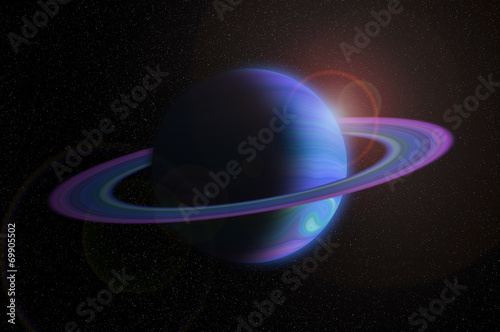 Giant gas planet with ring in outer space