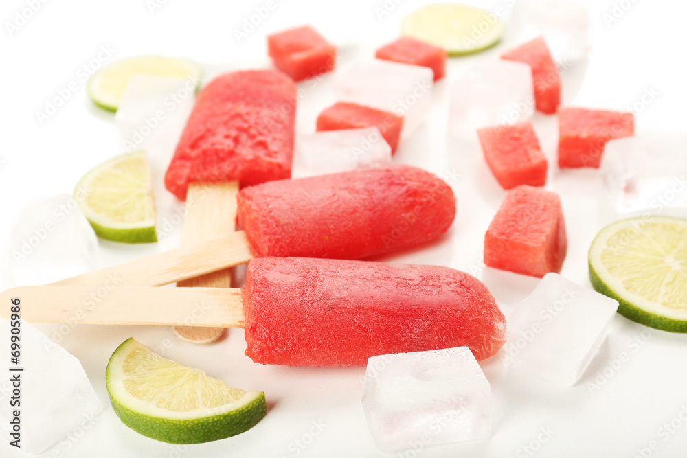 Watermelon ice-cream, close-up Watermelon ice-cream, close-up