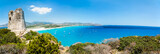 Panoramic view of Porto Giunco bay. Sardinia Island. Italy.
