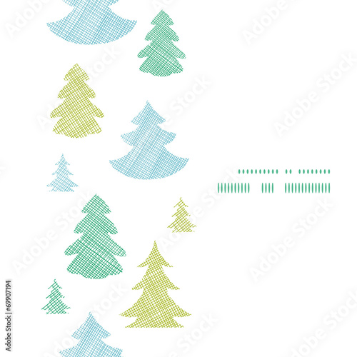 Green blue Christmas trees silhouettes textile vertical frame