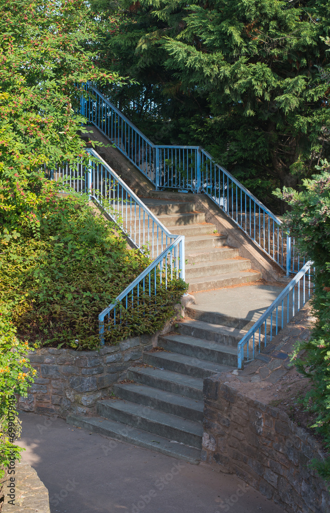 Stairs With Blue Railings