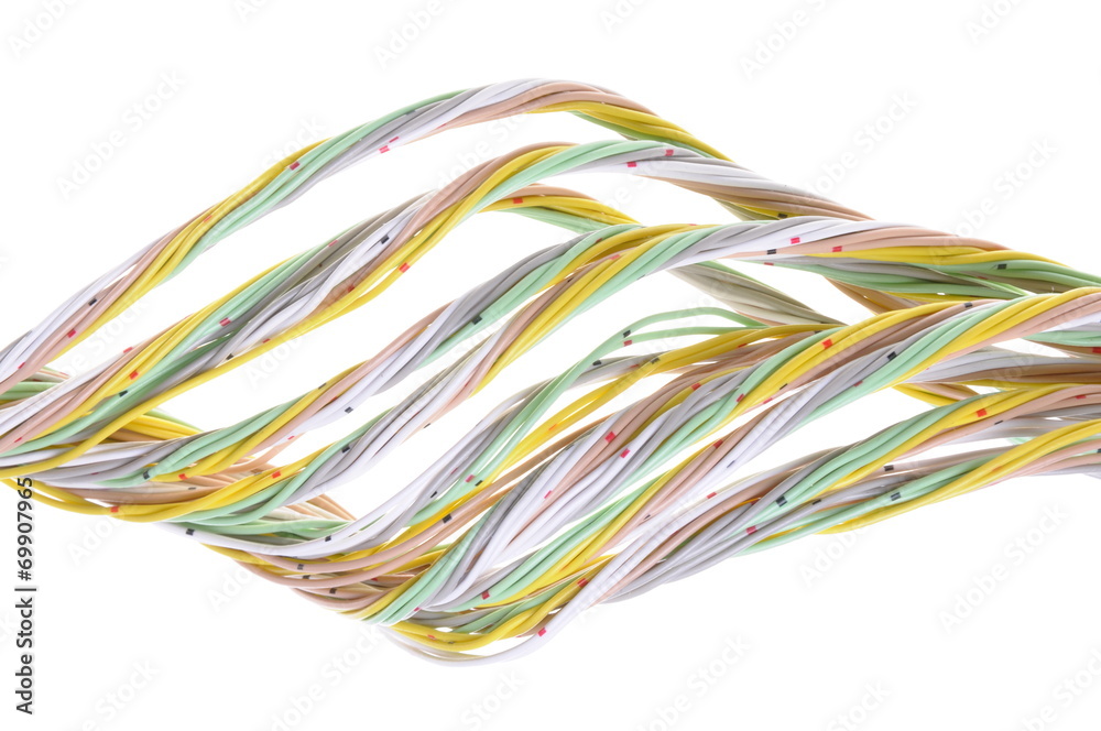 Swirl of computer cable isolated on white background