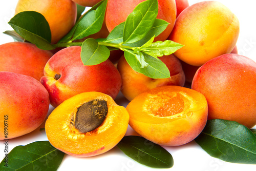 Apricots with leaves 