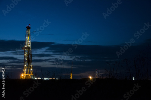 Oil platform at night