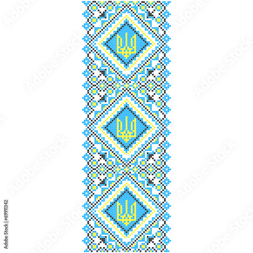Embroidery. Ukrainian national ornament  trident