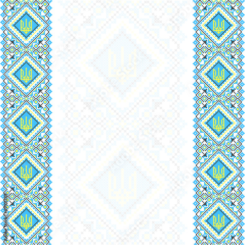 Embroidery. Ukrainian national ornament  trident