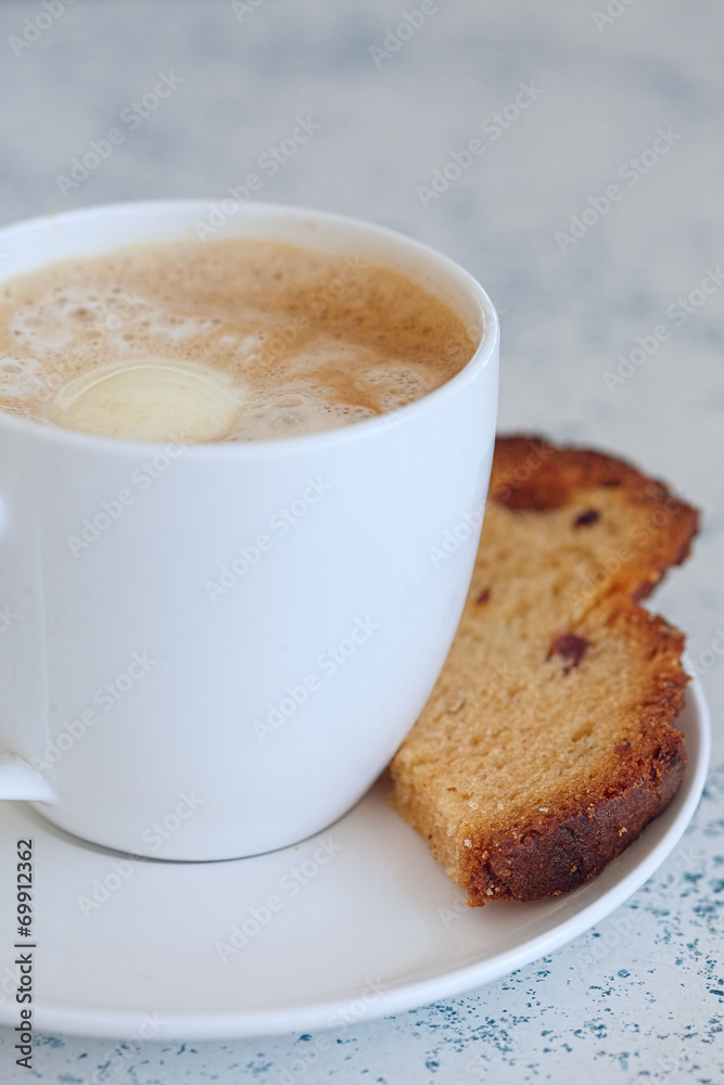 Cup of latte coffee with cake Cup of latte coffee with cake
