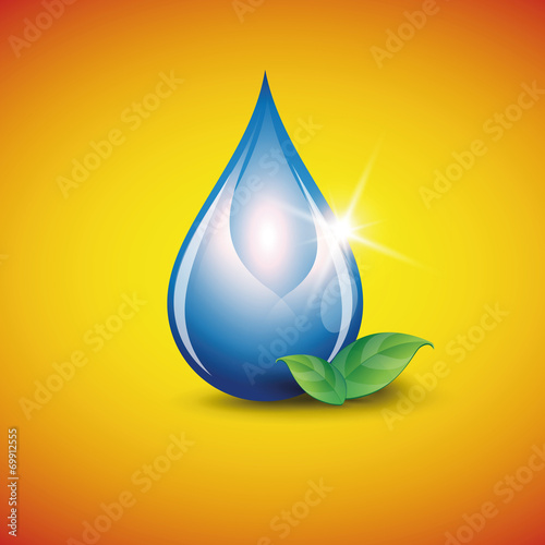 Blue shiny water drop. Vector illustration