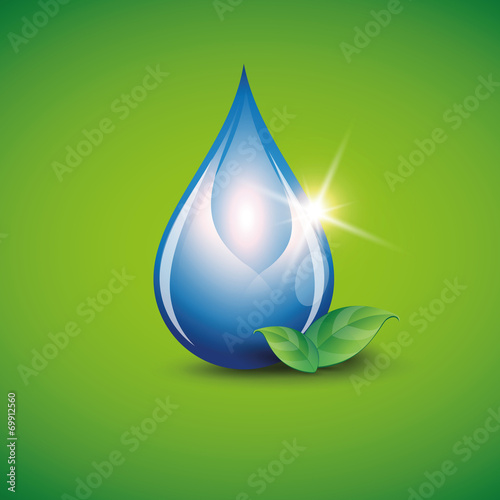 Blue shiny water drop. Vector illustration