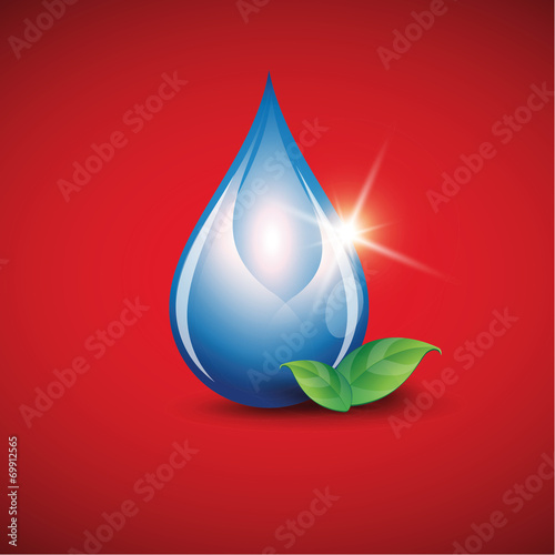 Blue shiny water drop. Vector illustration