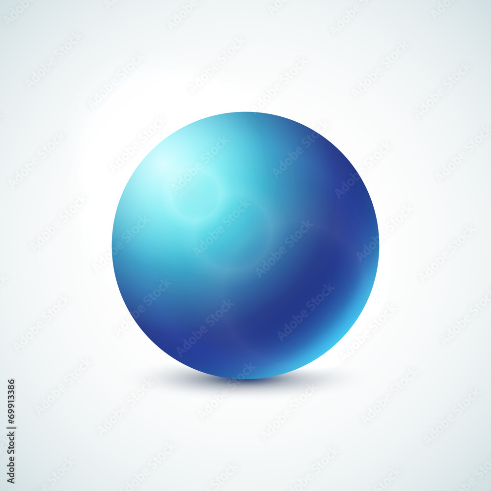 Blue glossy sphere isolated on white