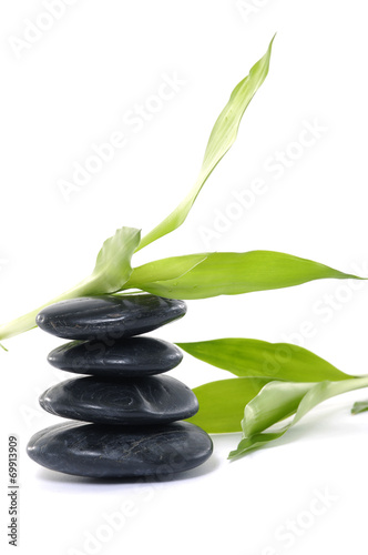 Stacked pebbles & bamboo leaf- Beauty treatment