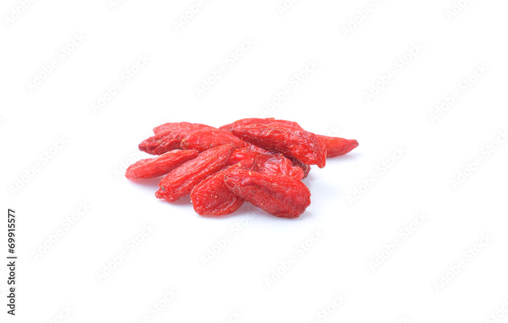 Heap of dried goji isolated on white background Heap of dried goji isolated on white background