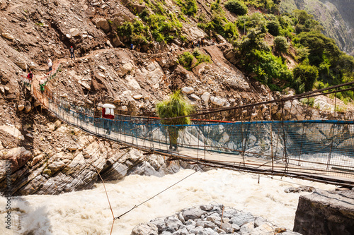 Crossing the suspension bridge