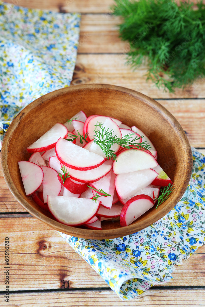 salad of radishes in a bowl