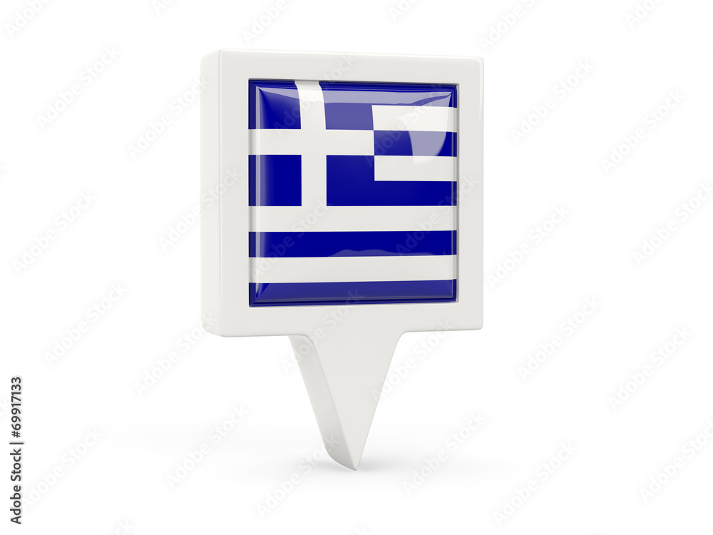 Square flag icon of greece - obrazy, fototapety, plakaty 