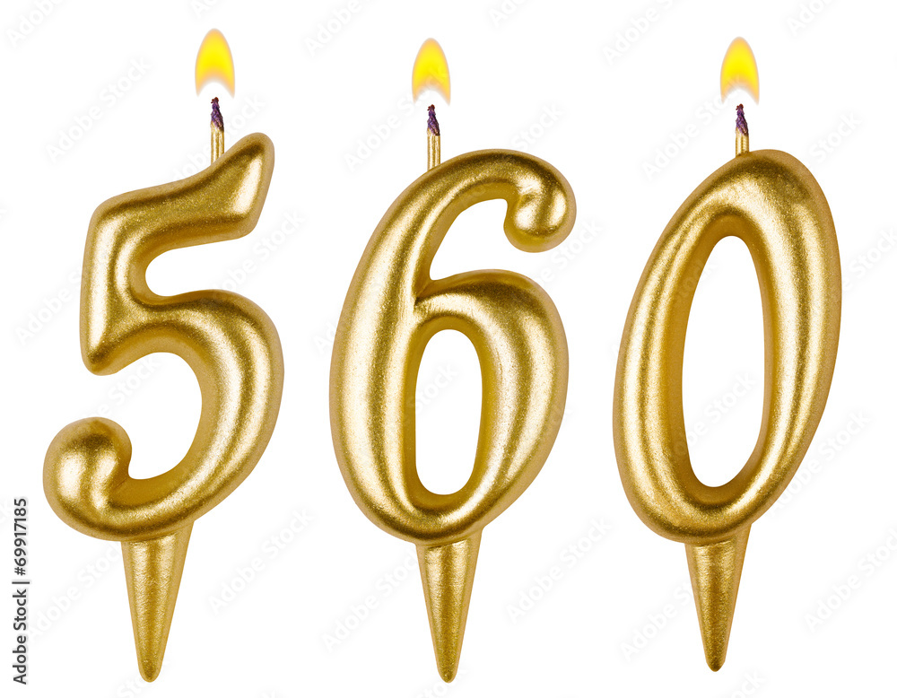 candles number five hundred sixty isolated on white background