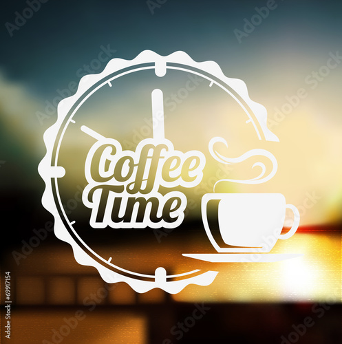 Premium coffee label over defocus background