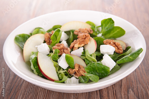 autumn salad with apple, cheese and walnut