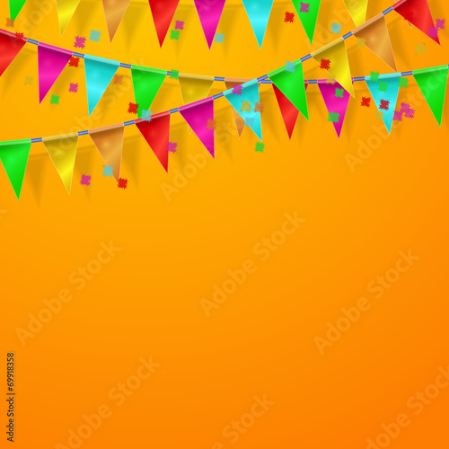 Orange Сelebration festive background with flags