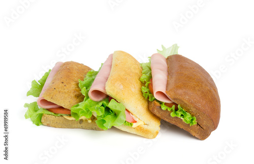 Sandwiches with slice of ham