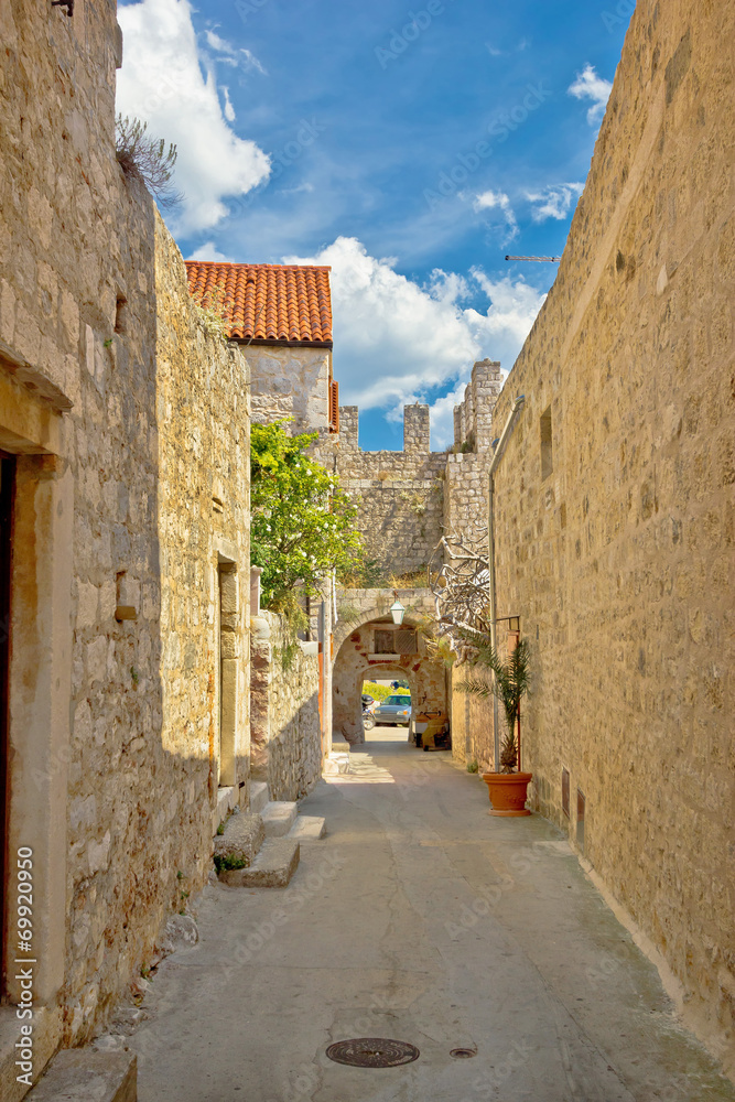 Old stone narrow street of Hvar