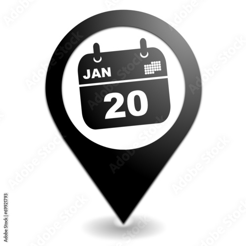 agenda sur symbole localisation noir