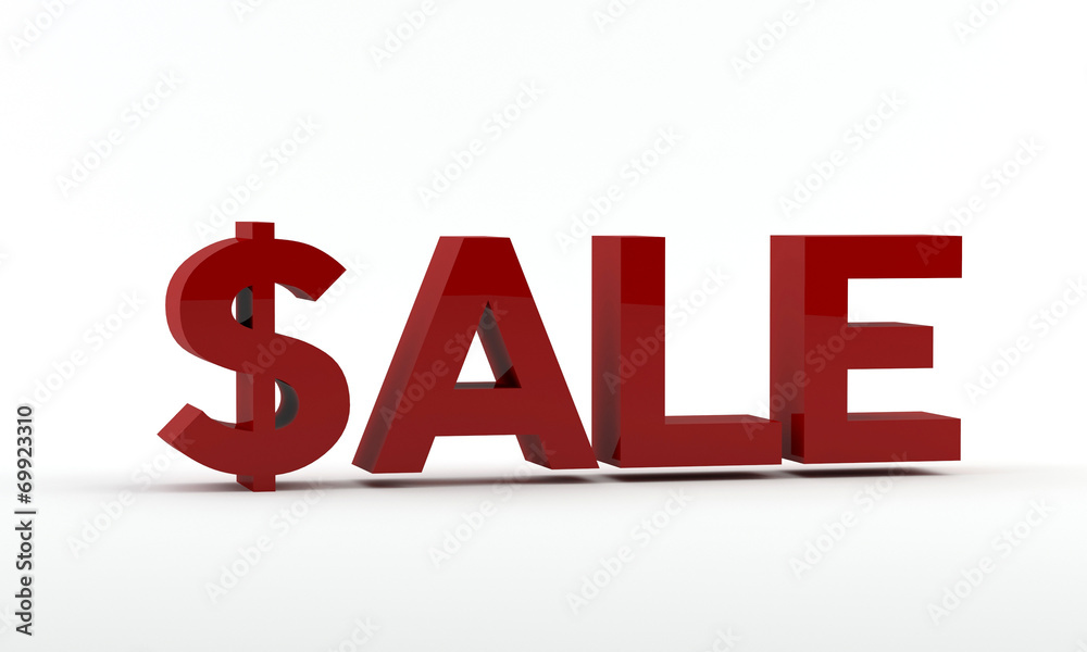 Red sale text in 3D - Dollar sign Red sale text in 3D - Dollar sign