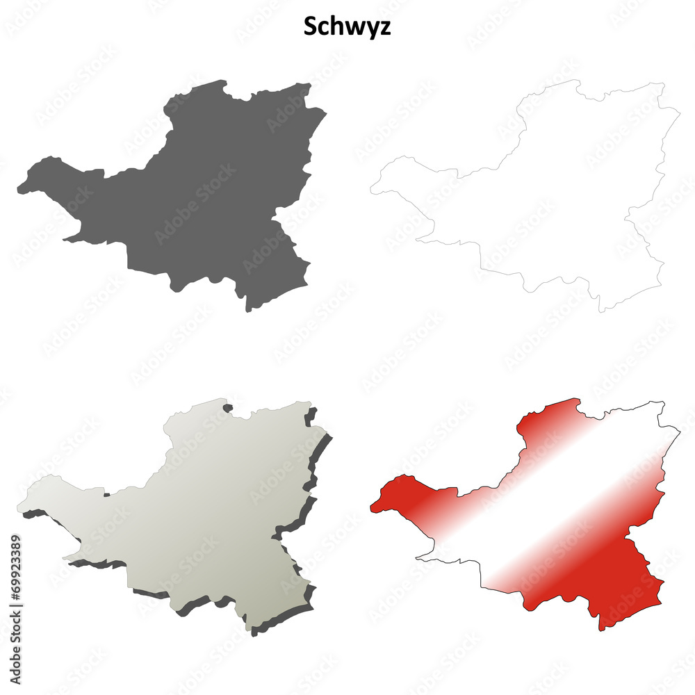 Schwyz blank detailed outline map set Schwyz blank detailed outline map set