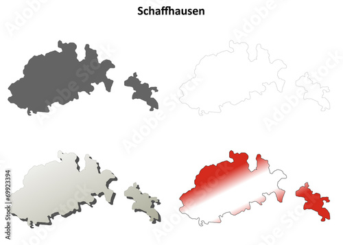 Schaffhausen blank detailed outline map set