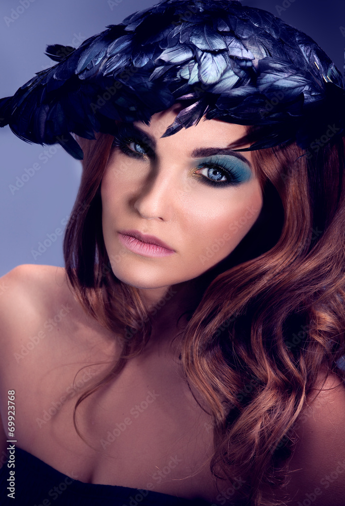 Naklejka premium Beauty closeup portrait of elegant woman