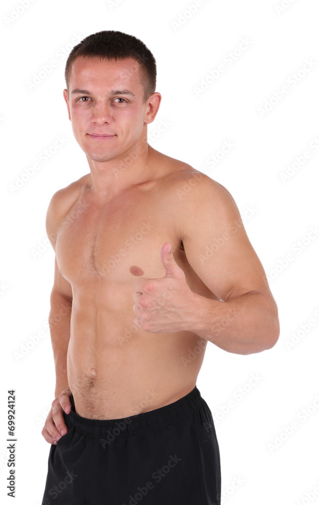 Handsome muscle young man isolated on white Handsome muscle young man isolated on white