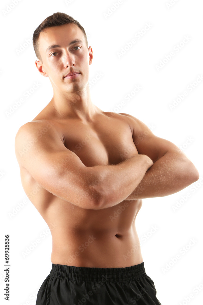 Handsome muscle young man isolated on white Handsome muscle young man isolated on white